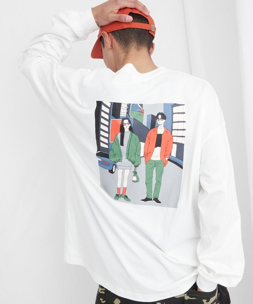 EMMA CLOTHES（エマクローズ）の「ビッグシルエット コットン天竺イラストデザインL/Sカットソー(EMMA CLOTHES - love/yourself by moving)（Tシャツ/カットソー・メンズ・ブラック系その他/パープル系その他2/ホワイト系その他/パープル系その他/ホワイト系その他2/ブラック系その他2・L/M）」の3枚目の写真