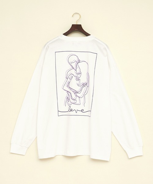 EMMA CLOTHES（エマクローズ）の「ビッグシルエット コットン天竺イラストデザインL/Sカットソー(EMMA CLOTHES - love/yourself by moving)（Tシャツ/カットソー・メンズ・ブラック系その他/パープル系その他2/ホワイト系その他/パープル系その他/ホワイト系その他2/ブラック系その他2・L/M）」の8枚目の写真