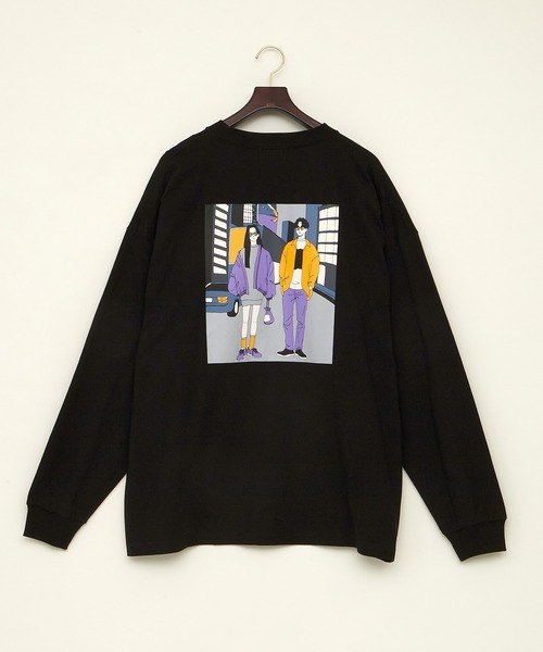 EMMA CLOTHES（エマクローズ）の「ビッグシルエット コットン天竺イラストデザインL/Sカットソー(EMMA CLOTHES - love/yourself by moving)（Tシャツ/カットソー・メンズ・ブラック系その他/パープル系その他2/ホワイト系その他/パープル系その他/ホワイト系その他2/ブラック系その他2・L/M）」の12枚目の写真