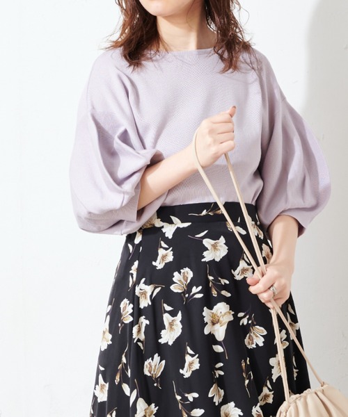 natural couture（ナチュラルクチュール）の「ボリュームバルーン袖お上品ニット（ニット/セーター・レディース・アイボリー/ラベンダー/ミント/ブラック/ベージュ・FREE）」の5枚目の写真