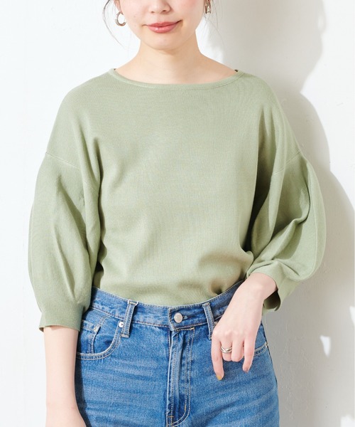 natural couture（ナチュラルクチュール）の「ボリュームバルーン袖お上品ニット（ニット/セーター・レディース・アイボリー/ラベンダー/ミント/ブラック/ベージュ・FREE）」の2枚目の写真