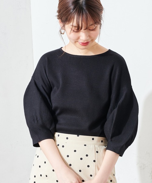 natural couture（ナチュラルクチュール）の「ボリュームバルーン袖お上品ニット（ニット/セーター・レディース・アイボリー/ラベンダー/ミント/ブラック/ベージュ・FREE）」の4枚目の写真