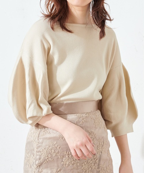 natural couture（ナチュラルクチュール）の「ボリュームバルーン袖お上品ニット（ニット/セーター・レディース・アイボリー/ラベンダー/ミント/ブラック/ベージュ・FREE）」の6枚目の写真