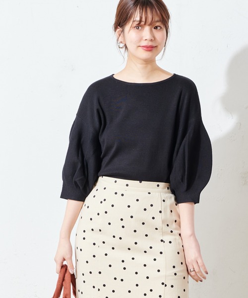natural couture（ナチュラルクチュール）の「ボリュームバルーン袖お上品ニット（ニット/セーター・レディース・アイボリー/ラベンダー/ミント/ブラック/ベージュ・FREE）」の10枚目の写真