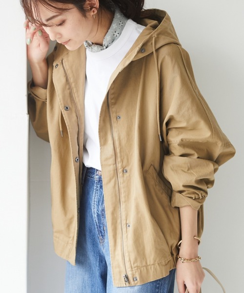 CRAFT STANDARD BOUTIQUE（クラフトスタンダードブティック）の「フード付きドロップショルダーブルゾン　＊（マウンテンパーカー・レディース・ネイビー/キャメル/ベージュ・FREE）」の3枚目の写真