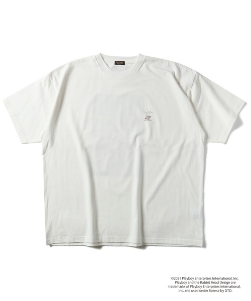 PLAYBOY(プレイボーイ)の「MR.OLIVE 別注 PLAYBOY(プレイボーイ) / Mr.PLAYBOY TYPE-1 フォトTシャツ(Tシャツ/カットソー・メンズ・ブラック/オフホワイト・MEDIUM/LARGE/X-LARGE)」の6枚目の写真