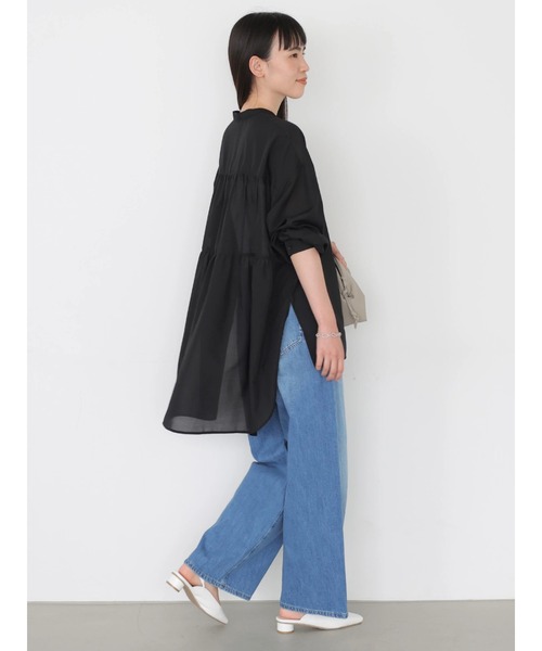 AMERICAN HOLIC（アメリカンホリック）の「バックティアードシアーシャツチュニック（シャツ/ブラウス・レディース・ブラック/オフホワイト/オレンジ/グレイッシュベージュ・FREE）」の7枚目の写真