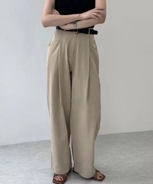 ハイウエストタックストレートワイドパンツ
