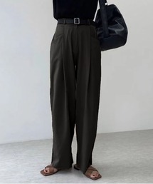 ハイウエストタックストレートワイドパンツ