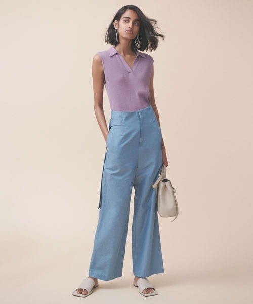 Mila Owen（ミラオーウェン）の「ハイウエストサイドバックルパンツ（その他パンツ・レディース・ブラック/ブルー/ブラウン/ストライプ・1/0）」の6枚目の写真