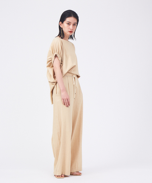 qualite(カリテ)の「【セットアップ対応】ヴィスコースリネンパンツ(その他パンツ・レディース・ベージュ/ネイビー/グリーン・38/36/34)」の4枚目の写真