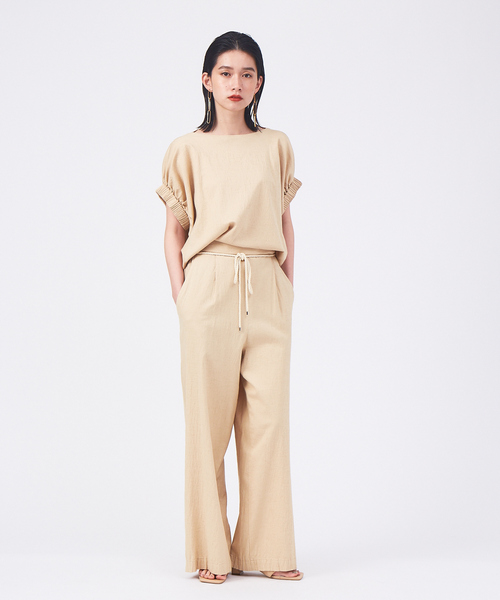 qualite(カリテ)の「【セットアップ対応】ヴィスコースリネンパンツ(その他パンツ・レディース・ベージュ/ネイビー/グリーン・38/36/34)」の14枚目の写真