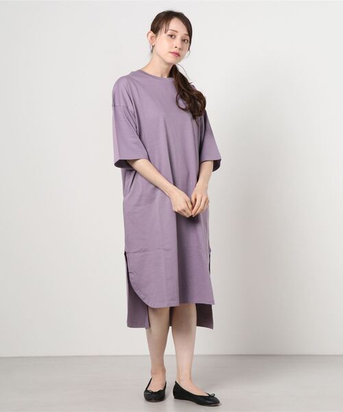 100% ORGANIC COTTON(100パーセントオーガニックコットン)の「ポケット付きTシャツワンピース(ワンピース・レディース・ブラック/パープル/ブラウン/チャコール・フリー)」の21枚目の写真