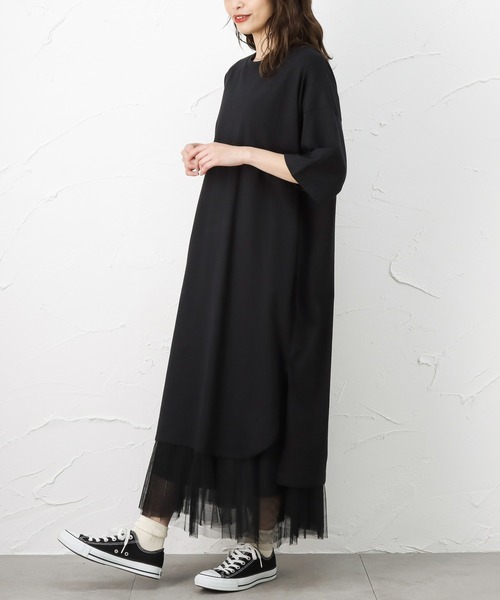 100% ORGANIC COTTON(100パーセントオーガニックコットン)の「ポケット付きTシャツワンピース(ワンピース・レディース・ブラック/パープル/ブラウン/チャコール・フリー)」の7枚目の写真