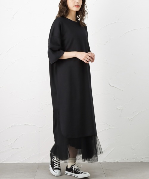 100% ORGANIC COTTON(100パーセントオーガニックコットン)の「ポケット付きTシャツワンピース(ワンピース・レディース・ブラック/パープル/ブラウン/チャコール・フリー)」の8枚目の写真