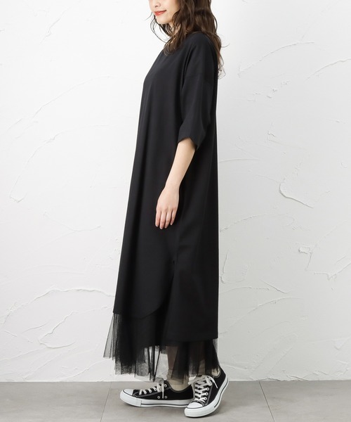 100% ORGANIC COTTON(100パーセントオーガニックコットン)の「ポケット付きTシャツワンピース(ワンピース・レディース・ブラック/パープル/ブラウン/チャコール・フリー)」の9枚目の写真