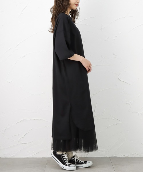 100% ORGANIC COTTON(100パーセントオーガニックコットン)の「ポケット付きTシャツワンピース(ワンピース・レディース・ブラック/パープル/ブラウン/チャコール・フリー)」の10枚目の写真