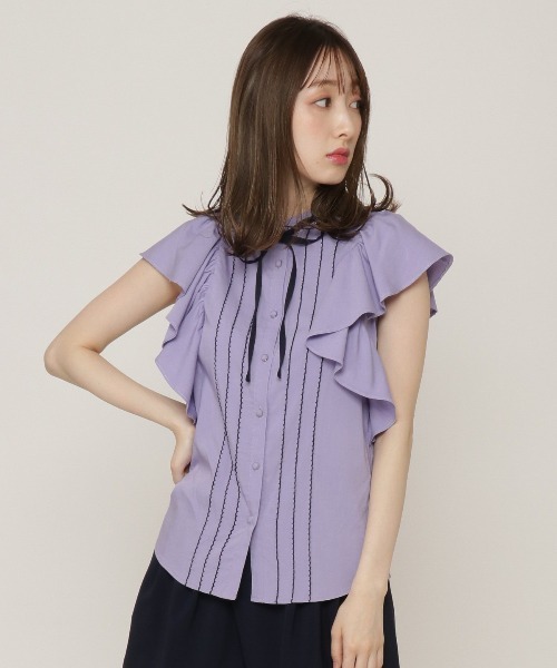 REDYAZEL（レディアゼル）の「袖フレアリボンタイブラウス（シャツ/ブラウス・レディース・オフホワイト/パープル/ネイビー・SMALL/MEDIUM）」の18枚目の写真