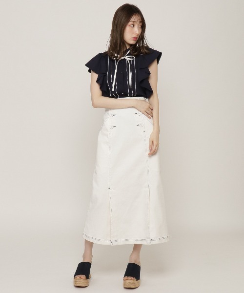 REDYAZEL（レディアゼル）の「袖フレアリボンタイブラウス（シャツ/ブラウス・レディース・オフホワイト/パープル/ネイビー・SMALL/MEDIUM）」の13枚目の写真