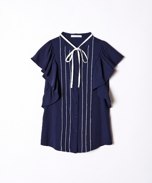 REDYAZEL（レディアゼル）の「袖フレアリボンタイブラウス（シャツ/ブラウス・レディース・オフホワイト/パープル/ネイビー・SMALL/MEDIUM）」の16枚目の写真