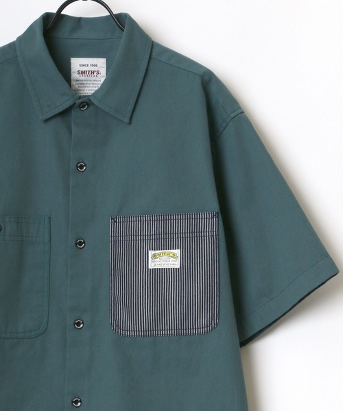 SMITH'S(スミス)の「SMITH'S AMERICAN/スミスアメリカン T/Cツイル 切替ポケット 半袖 ワークシャツ(シャツ/ブラウス・メンズ・ブラック/ベージュ/グリーン/ブルー系その他・LL/M/L)」の3枚目の写真
