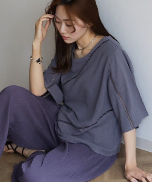 Lant Kalte(ラントカルテ)の「【Lant Kalte】バイオリネンはしごレースブラウス(シャツ/ブラウス・レディース・ホワイト/チャコールグレー/ベージュ・MEDIUM)」の1枚目の写真