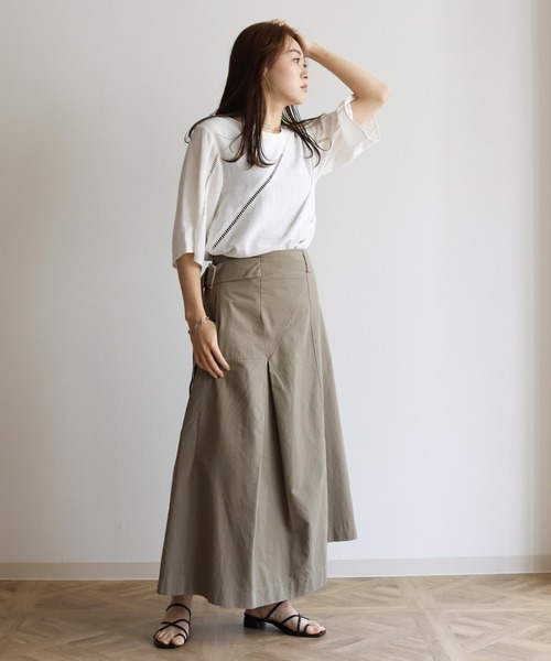 Lant Kalte(ラントカルテ)の「【Lant Kalte】バイオリネンはしごレースブラウス(シャツ/ブラウス・レディース・ホワイト/チャコールグレー/ベージュ・MEDIUM)」の4枚目の写真