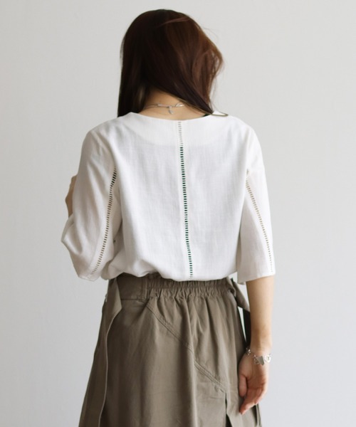 Lant Kalte(ラントカルテ)の「【Lant Kalte】バイオリネンはしごレースブラウス(シャツ/ブラウス・レディース・ホワイト/チャコールグレー/ベージュ・MEDIUM)」の6枚目の写真