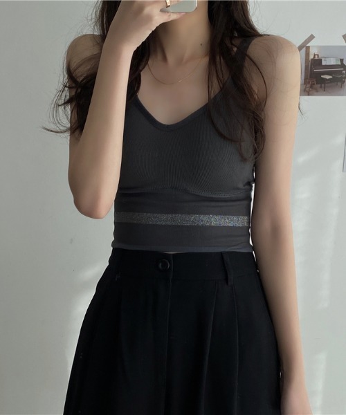 MANGROVE（マングローブ）の「ラインリブブラトップ（キャミソール・レディース・ホワイト/ブラック/ダークグリーン/ベージュ/グレー・FREE）」の18枚目の写真