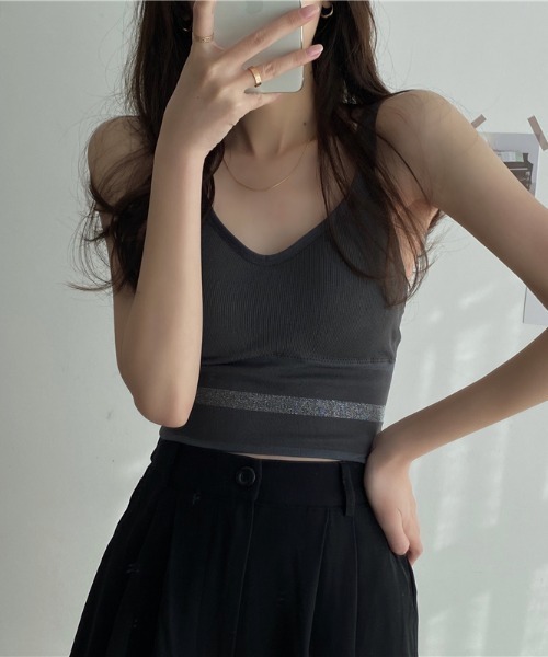 MANGROVE（マングローブ）の「ラインリブブラトップ（キャミソール・レディース・ホワイト/ブラック/ダークグリーン/ベージュ/グレー・FREE）」の14枚目の写真