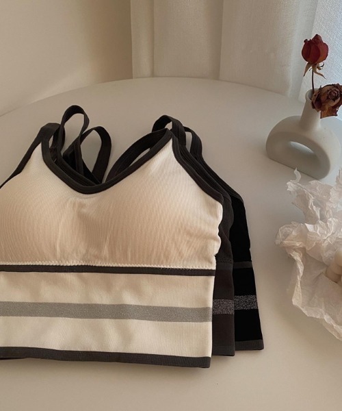 MANGROVE（マングローブ）の「ラインリブブラトップ（キャミソール・レディース・ホワイト/ブラック/ダークグリーン/ベージュ/グレー・FREE）」の11枚目の写真