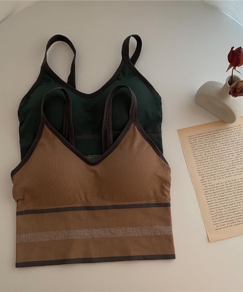 MANGROVE（マングローブ）の「ラインリブブラトップ（キャミソール・レディース・ホワイト/ブラック/ダークグリーン/ベージュ/グレー・FREE）」の9枚目の写真