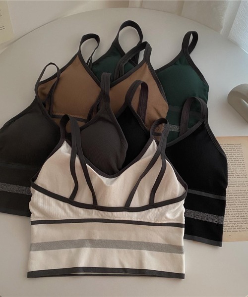 MANGROVE（マングローブ）の「ラインリブブラトップ（キャミソール・レディース・ホワイト/ブラック/ダークグリーン/ベージュ/グレー・FREE）」の16枚目の写真