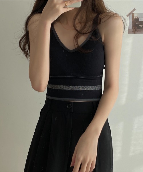 MANGROVE（マングローブ）の「ラインリブブラトップ（キャミソール・レディース・ホワイト/ブラック/ダークグリーン/ベージュ/グレー・FREE）」の10枚目の写真