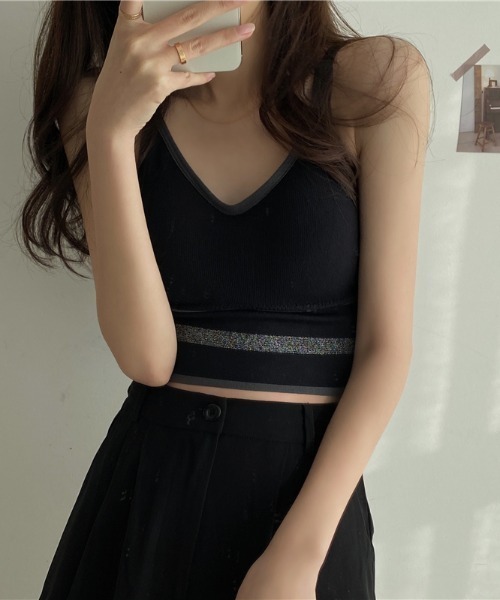 MANGROVE（マングローブ）の「ラインリブブラトップ（キャミソール・レディース・ホワイト/ブラック/ダークグリーン/ベージュ/グレー・FREE）」の17枚目の写真