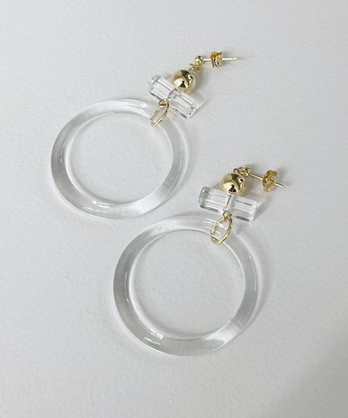 apres jour mignon（アプレジュールミニョン）の「【apresjour mignon×ARIAZ】クリアサークルピアス（ピアス（両耳用）・レディース・シルバー/ゴールド・ONESIZE）」の3枚目の写真