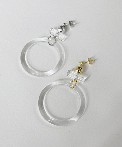 apres jour mignon（アプレジュールミニョン）の「【apresjour mignon×ARIAZ】クリアサークルピアス（ピアス（両耳用）・レディース・シルバー/ゴールド・ONESIZE）」の4枚目の写真