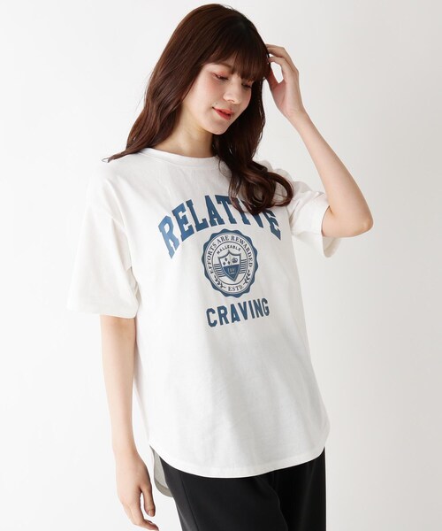 pink adobe（ピンクアドベ）の「◆【M-LL】アソートロゴプリントTシャツ（Tシャツ/カットソー・レディース・チャコール/ホワイト系1/ホワイト系その他/ホワイト系3/ベージュ系その他4/ホワイト系その他7/ピンク系その他/ライトグリーン系・38/40/42）」の2枚目の写真