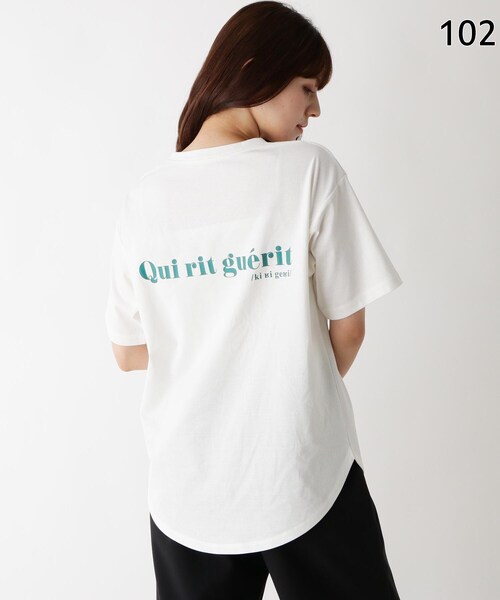 pink adobe（ピンクアドベ）の「◆【M-LL】アソートロゴプリントTシャツ（Tシャツ/カットソー・レディース・チャコール/ホワイト系1/ホワイト系その他/ホワイト系3/ベージュ系その他4/ホワイト系その他7/ピンク系その他/ライトグリーン系・38/40/42）」の10枚目の写真