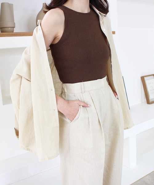 MODE ROBE（モードローブ）の「リネンライクワイドパンツ（その他パンツ・レディース・ブラック/ベージュ・FREE）」の5枚目の写真