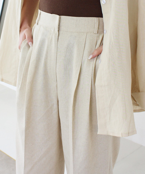 MODE ROBE（モードローブ）の「リネンライクワイドパンツ（その他パンツ・レディース・ブラック/ベージュ・FREE）」の6枚目の写真
