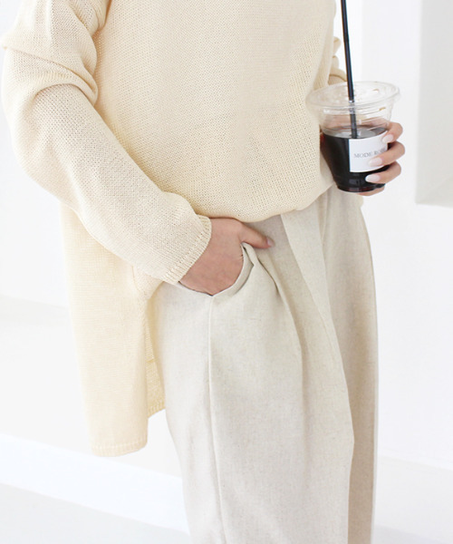 MODE ROBE（モードローブ）の「リネンライクワイドパンツ（その他パンツ・レディース・ブラック/ベージュ・FREE）」の11枚目の写真