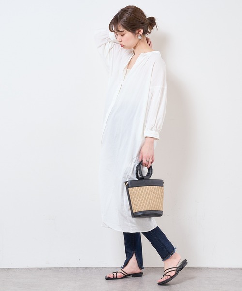 natural couture（ナチュラルクチュール）の「【サスティナブル素材】オーガニックコットンたっぷりギャザーおしゃれワンピース（ワンピース・レディース・ベージュ/オフホワイト/ピンク/グリーン系その他/スミクロ・FREE）」の9枚目の写真