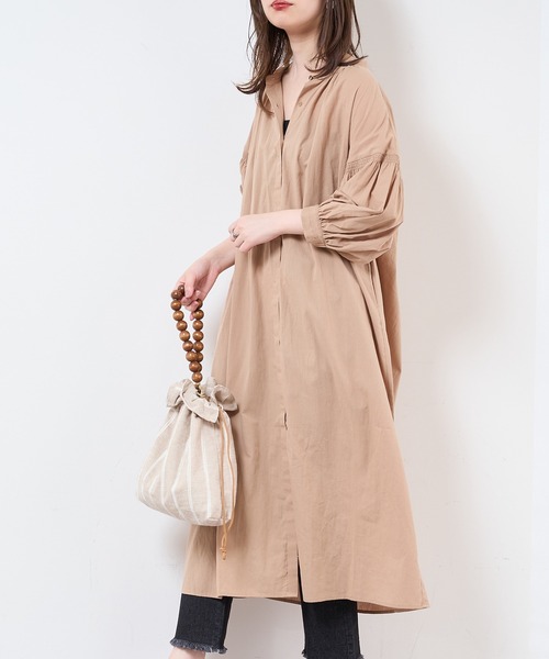 natural couture（ナチュラルクチュール）の「【サスティナブル素材】オーガニックコットンたっぷりギャザーおしゃれワンピース（ワンピース・レディース・ベージュ/オフホワイト/ピンク/グリーン系その他/スミクロ・FREE）」の15枚目の写真