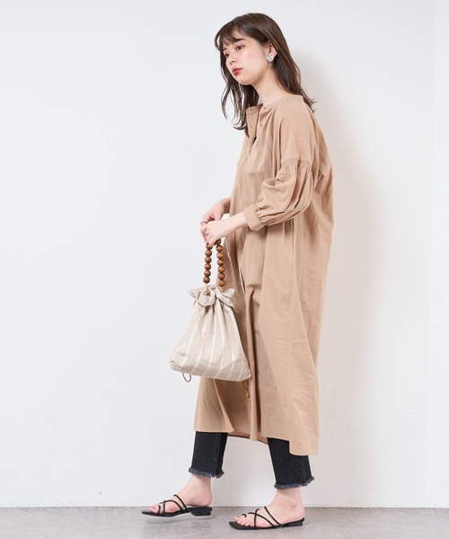 natural couture（ナチュラルクチュール）の「【サスティナブル素材】オーガニックコットンたっぷりギャザーおしゃれワンピース（ワンピース・レディース・ベージュ/オフホワイト/ピンク/グリーン系その他/スミクロ・FREE）」の16枚目の写真