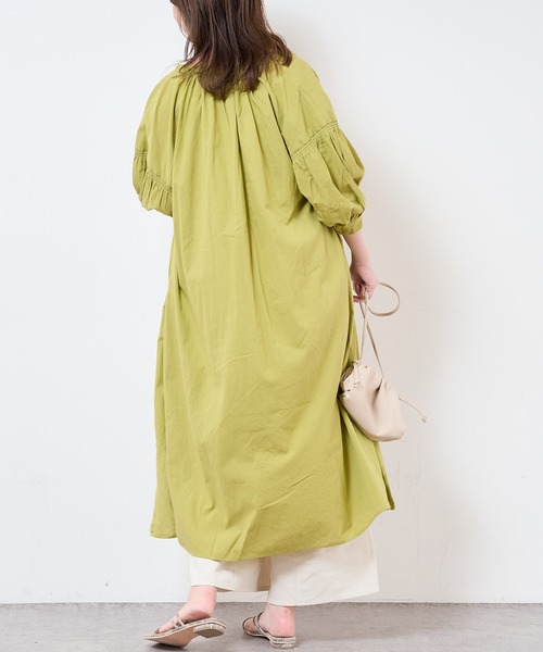 natural couture（ナチュラルクチュール）の「【サスティナブル素材】オーガニックコットンたっぷりギャザーおしゃれワンピース（ワンピース・レディース・ベージュ/オフホワイト/ピンク/グリーン系その他/スミクロ・FREE）」の21枚目の写真