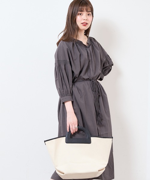 natural couture（ナチュラルクチュール）の「【サスティナブル素材】オーガニックコットンたっぷりギャザーおしゃれワンピース（ワンピース・レディース・ベージュ/オフホワイト/ピンク/グリーン系その他/スミクロ・FREE）」の10枚目の写真