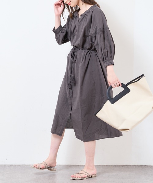 natural couture（ナチュラルクチュール）の「【サスティナブル素材】オーガニックコットンたっぷりギャザーおしゃれワンピース（ワンピース・レディース・ベージュ/オフホワイト/ピンク/グリーン系その他/スミクロ・FREE）」の13枚目の写真