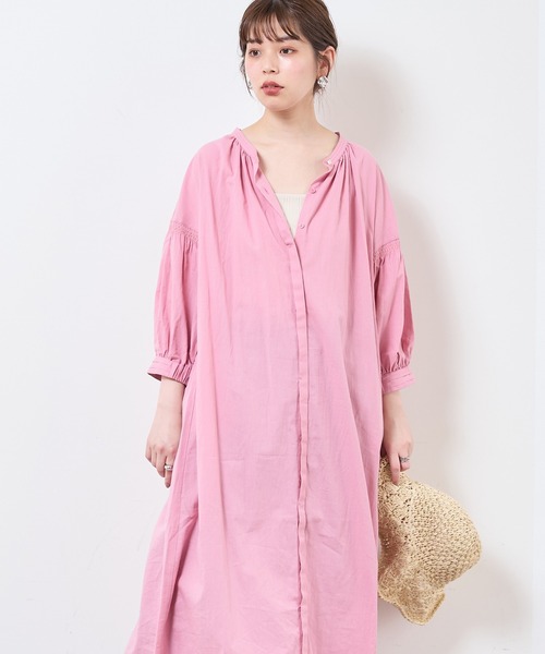 natural couture（ナチュラルクチュール）の「【サスティナブル素材】オーガニックコットンたっぷりギャザーおしゃれワンピース（ワンピース・レディース・ベージュ/オフホワイト/ピンク/グリーン系その他/スミクロ・FREE）」の22枚目の写真