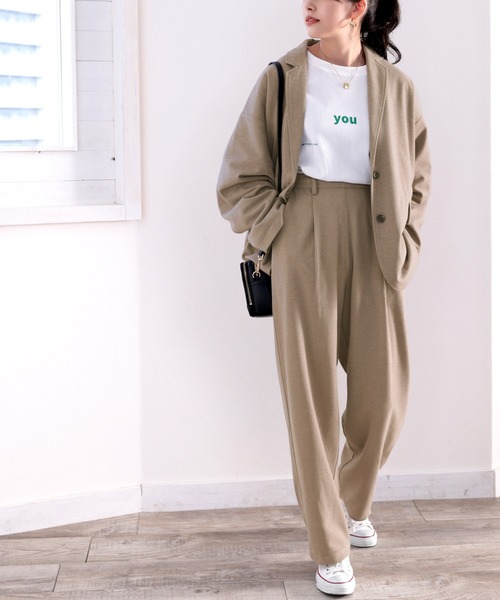 classicalelf（クラシカルエルフ）の「セットアップが楽しめる！ゆったりテーパードパンツ（スラックス・レディース・チャコールグレー/ブラウン/モカ/ライトベージュ・SMALL/MEDIUM/LARGE/X-LARGE）」の16枚目の写真